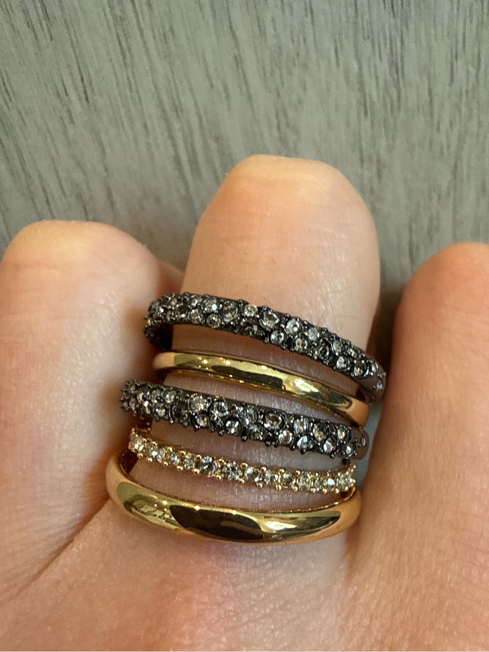 Women’s Ring Alexis Bittar Pavé Orbit Crystal-Encrusted Layered Size 8